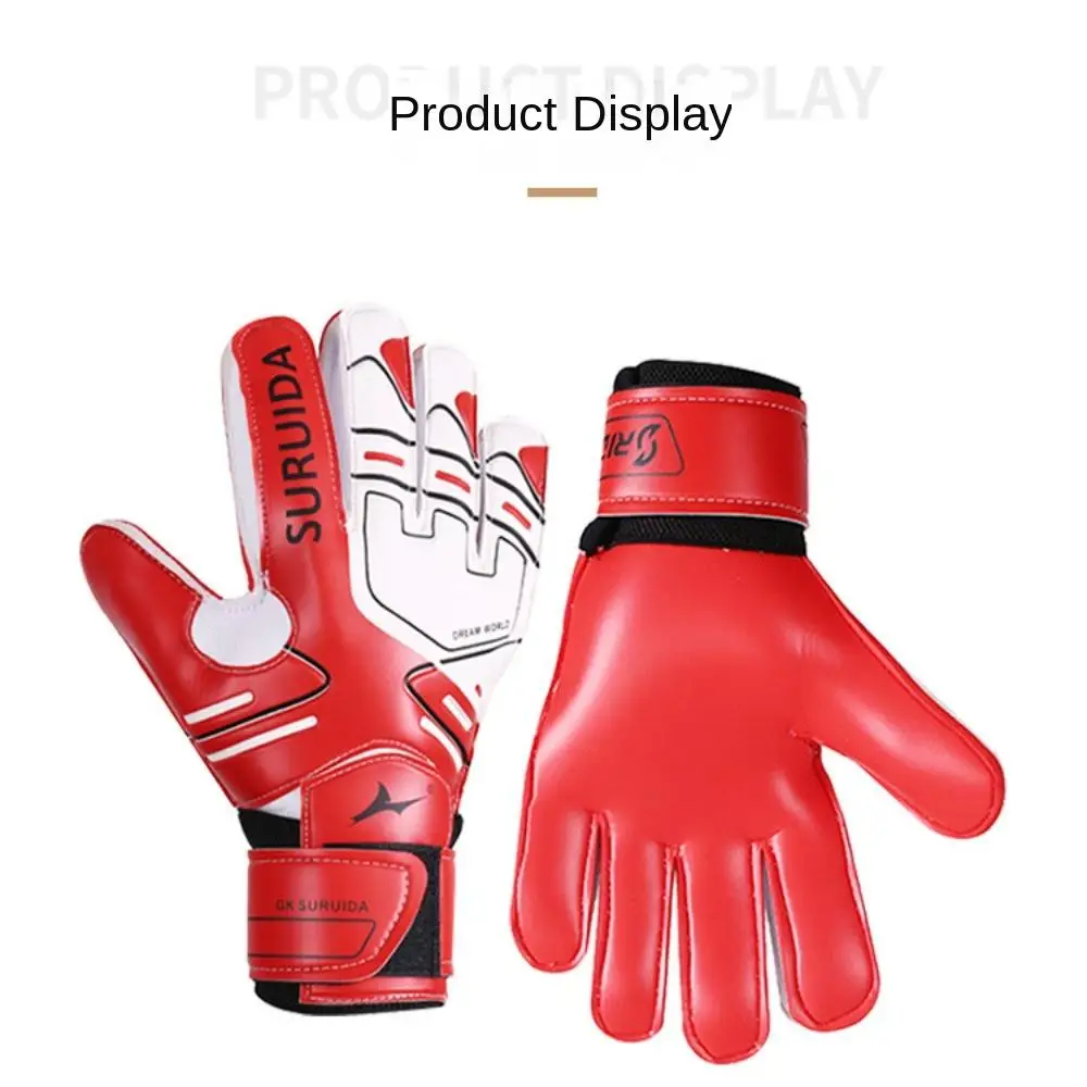 1 Pair Size 5-10 Goalkeeper Gloves Anti Slip Thickened Kids Football Goalie Gloves Breathable Adjustable Game Goalkeeper Gloves