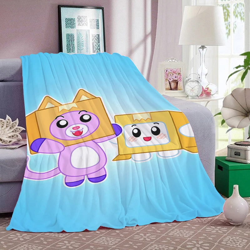 Cute Sofa Blankets for Winter D-Lankybox Boxy and Foxy Warm Bed Camping Custom Fleece Fluffy Soft Blankets Microfiber Bedding