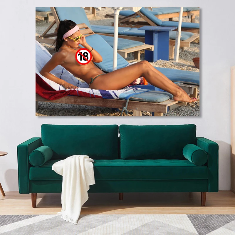 Hot Sexy Girl Beach Bikini Tanned Boobs Adult Model Erotic Pictures Wall Art Posters Canvas Print Painting for Living Room Decor