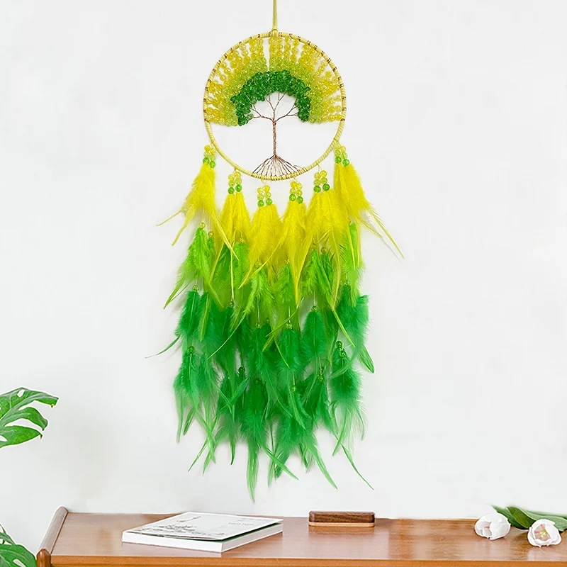 Dream Catcher Hand-woven Crystal Wind Chime Hanging Ornaments For Living Room Bedroom Creative Festival Holiday Gifts Home Decor