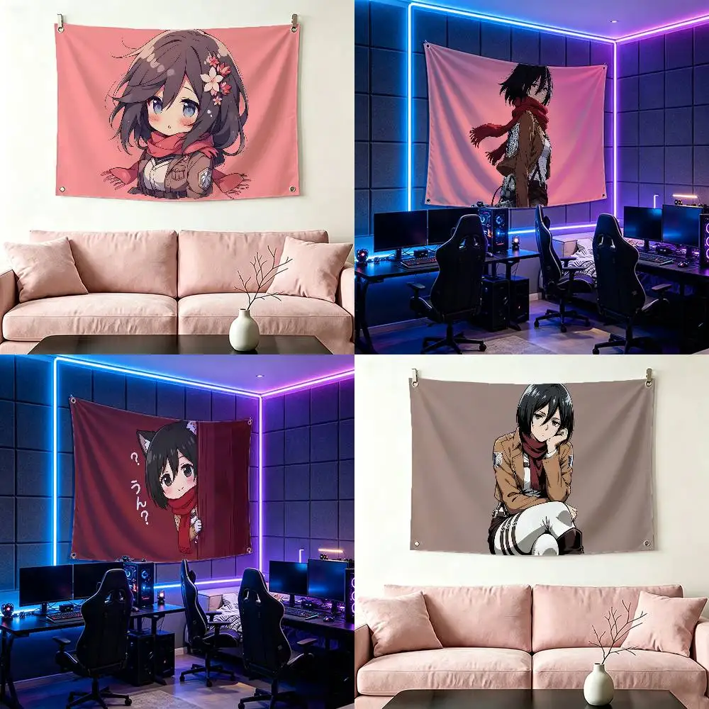 A-AOT Mikasa Ackerman Flag Suitable For Party Club Outdoor Interior Wall Decoration Banner Fans Gift
