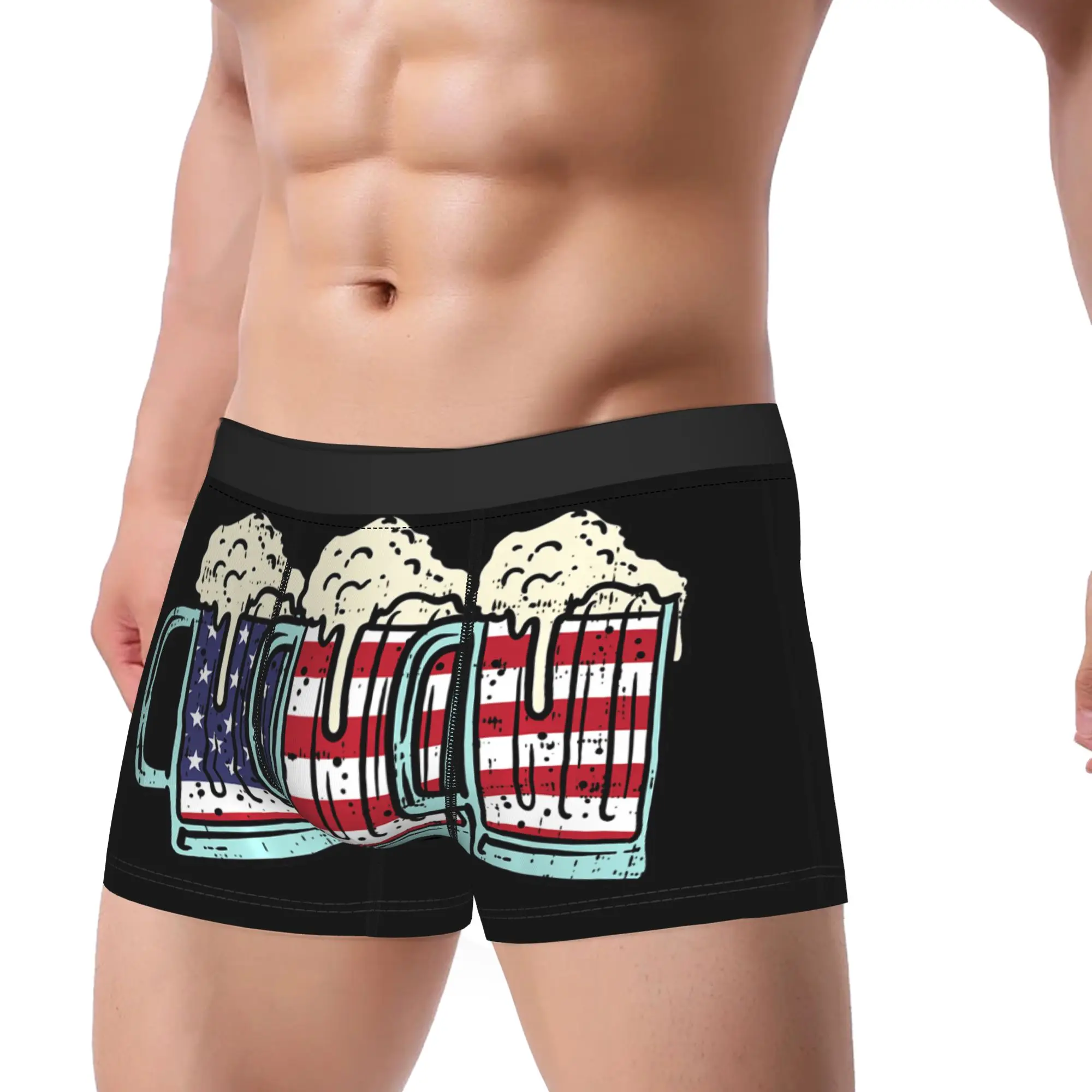 3 American US Flag Mugs Memorial Day Memorial Day Underpants Breathbale Panties Man Underwear Print Shorts Boxer Briefs