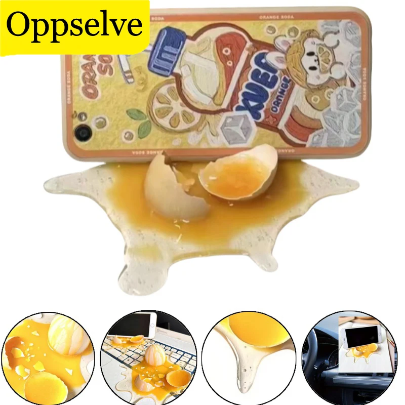 Mobile Phone Stand Creative Lazy Desktop Support Broken Egg Smart Phone Stand Resin Cellphone Bracket For iPhone 14 15 16 Pro