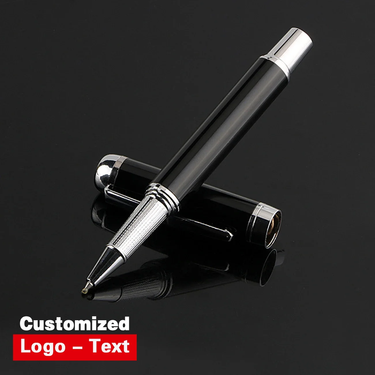 

High Quality Luxury Metal Black Signature Ballpoint Pens Business Writing Office Supplies Stationery Customized Logo Name Gift