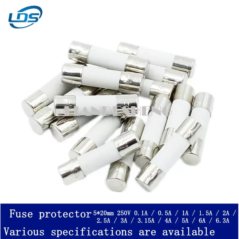 100pcs 5X20 Ceramic fuse 250V Fuse Fuse 0.1A 0.5A 1A 2A 3A 3.15A 4A 5A 6A