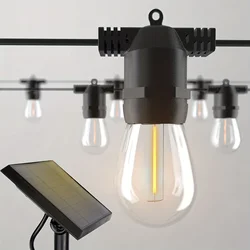 ソーラーパワー屋外ストリングライト,12 LED,商用グレード,防水,14電球,屋外,裏庭,ポーチ用