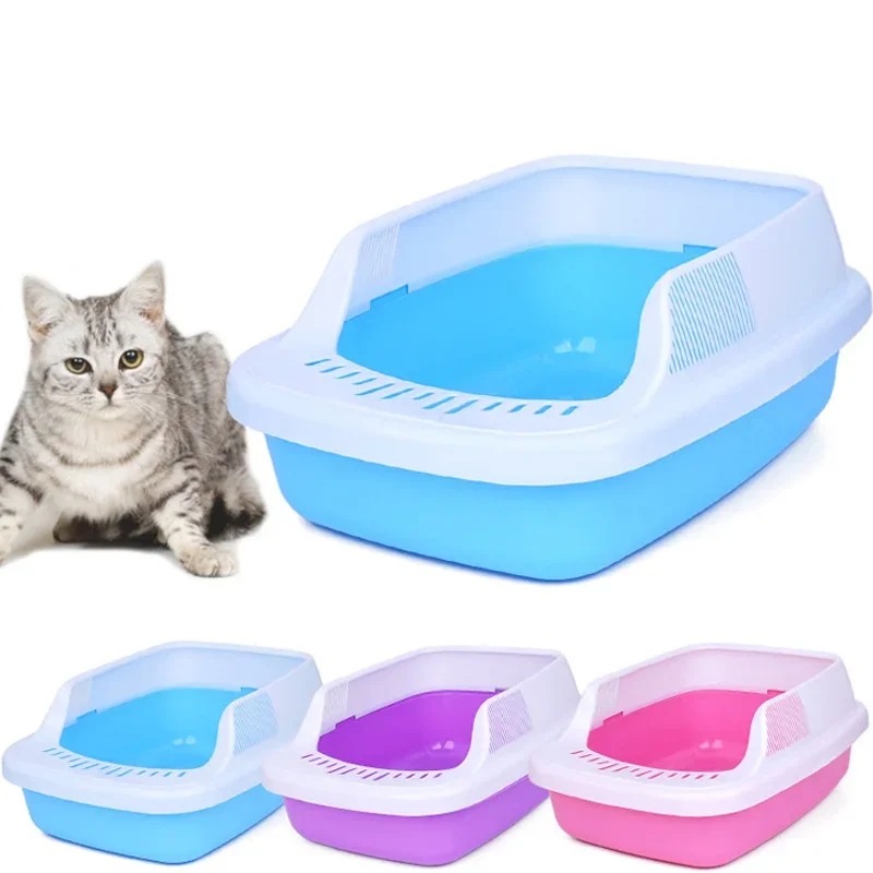 

Large Pet Toilet Bedpan Anti-Splash Cat Litter Box Kitty Tray High Wall Clean Cat House Plastic Sand Box