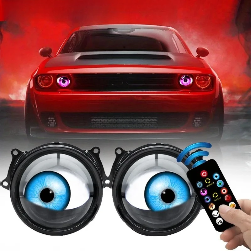 Cool Decoration Dynamic LED Car Lens Headlights Devil Eye LED Car Light Headlight Assembly Modified Eagle Eye Light Cars Accesso