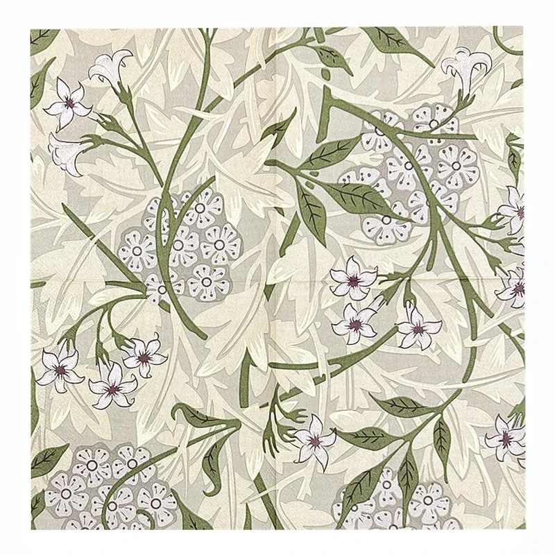 20pcs/Pac 2Ply Printed Napkins Party Table Decoration Wine Glass Flower Paper Fresh Green Leaves Flowers Colourful Paper Napkins