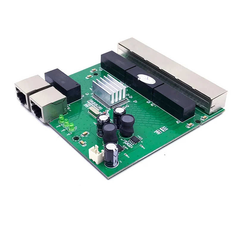 อุตสาหกรรมโมดูลสวิทช์ Ethernet 8พอร์ต Unmanaged10/100/1000Mbps Board OEM พอร์ตการตรวจจับอัตโนมัติ PCBA คณะกรรมการ5V12V24V36V48V