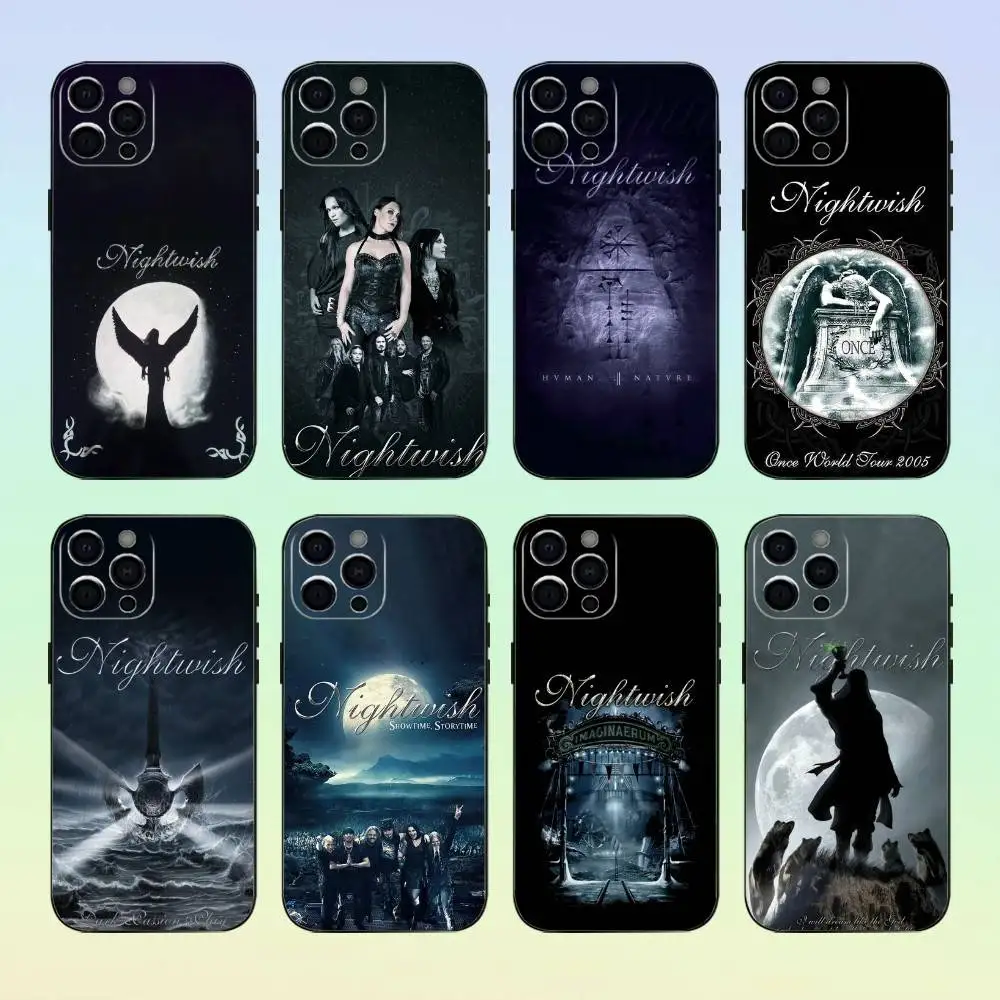 Etui na telefon Rock Band N-Nightwish Lanternlight, silikonowe, miękkie, na iPhone 17 16 15 14 13 12 11, czarne, miękkie etui silikonowe
