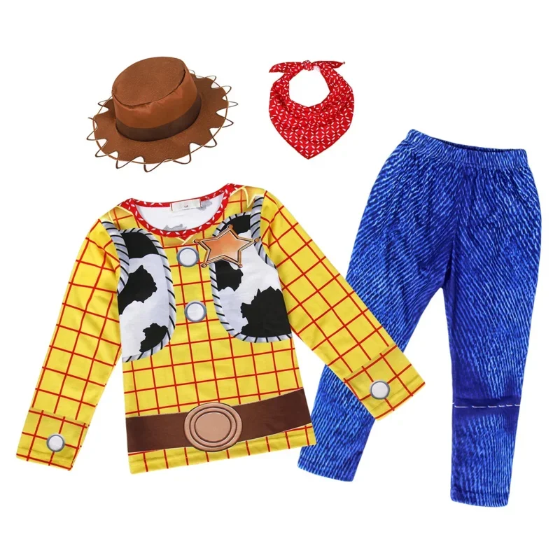 New 2025 Jurebecia Boys Girls Jessie Costume Cowgirls Long Sleeve Top Pants Fancy Outfits Halloween Dress Up Clothes wat160
