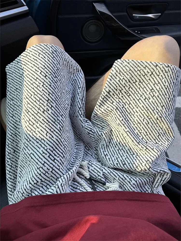 

Men's Knitted ort Pants Summer Thin Casual Loose Fit Low Waist Straight Leg Five-Quarter Length Outdoor Wear Youth Faion