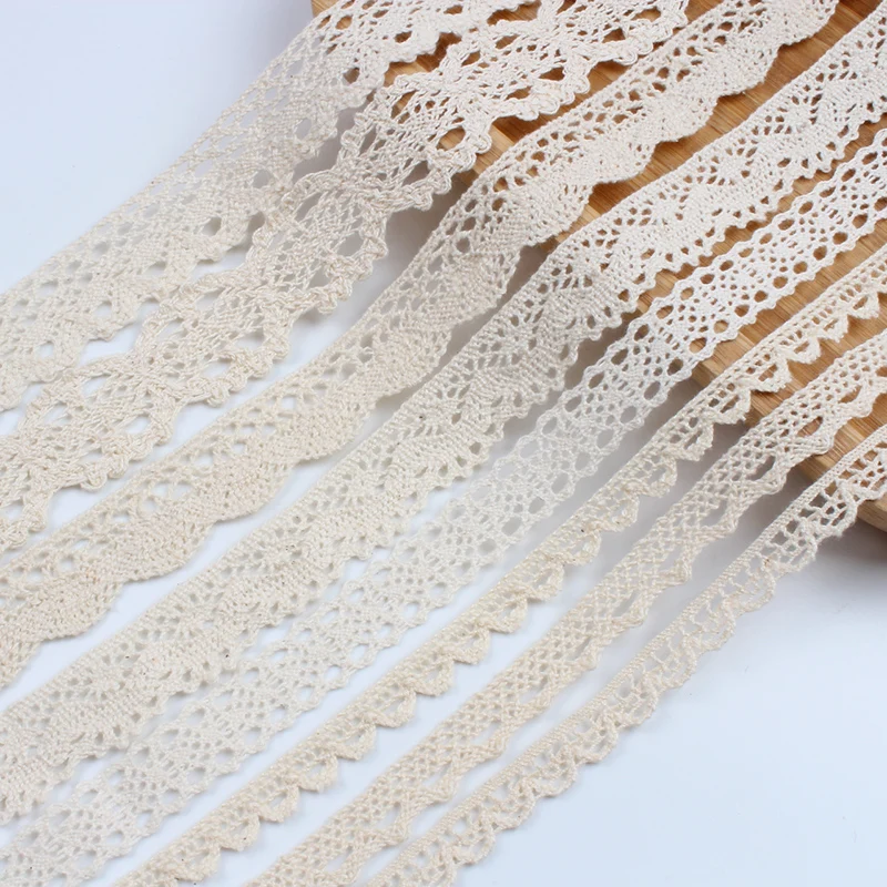 2/5/10Yards Apparel Sewing Fabric Ivory Cream CottonTrims Crocheted Lace Applique Ribbon Handmade Accessories DIY Hat Tablecloth