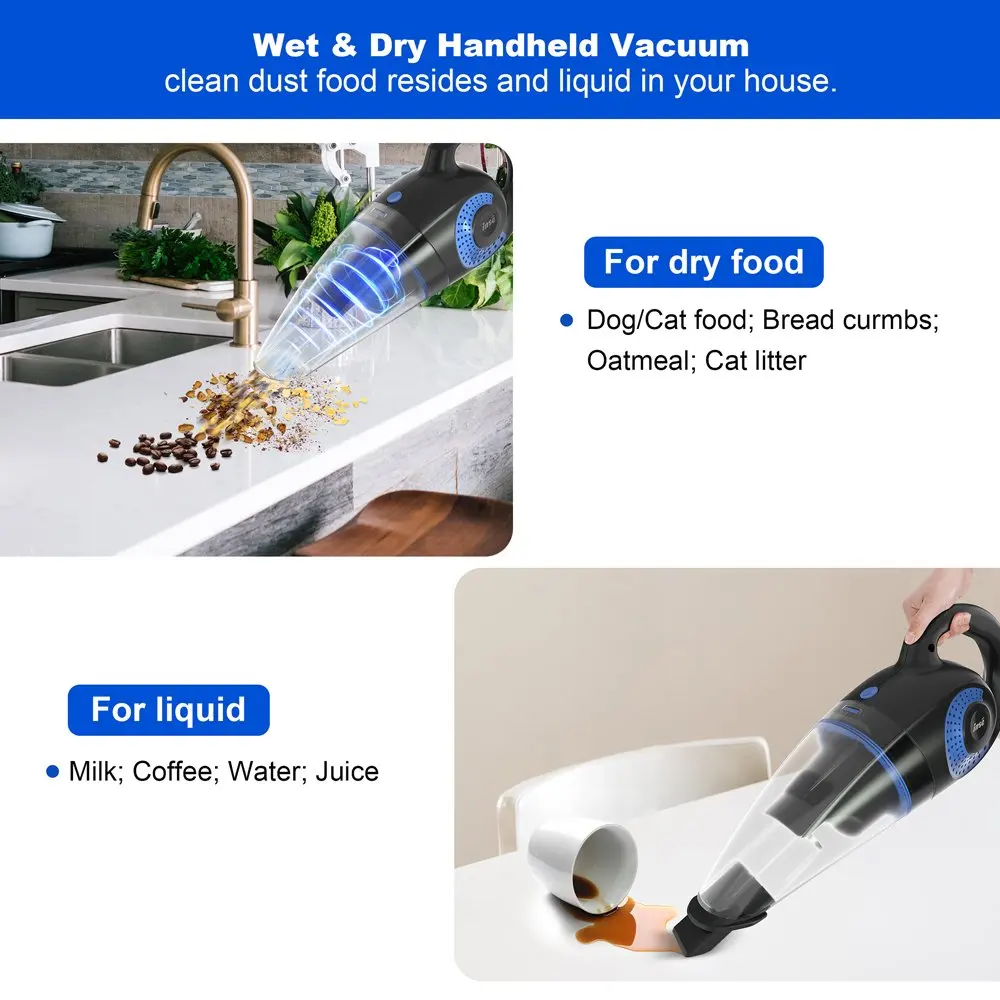 Ense-H5 차량용 진공 청소기, 습식 및 건식, 경량 충전식, 핸디 진공, 자동차, 애완 동물 털, 가전 제품