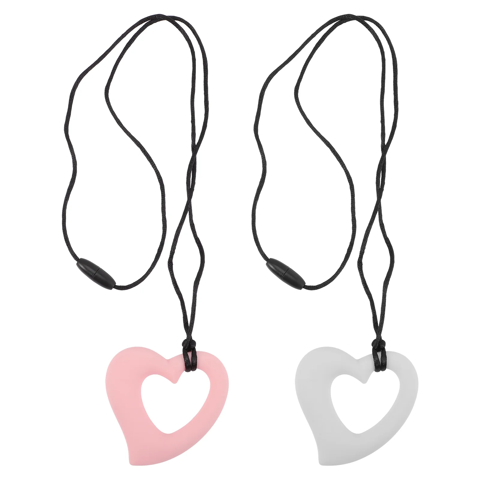 2 Pcs Baby Teething Toy Silicone Grinder Children's Toys Heart Chew Teether Infant Chewy Necklace Sensory Kids