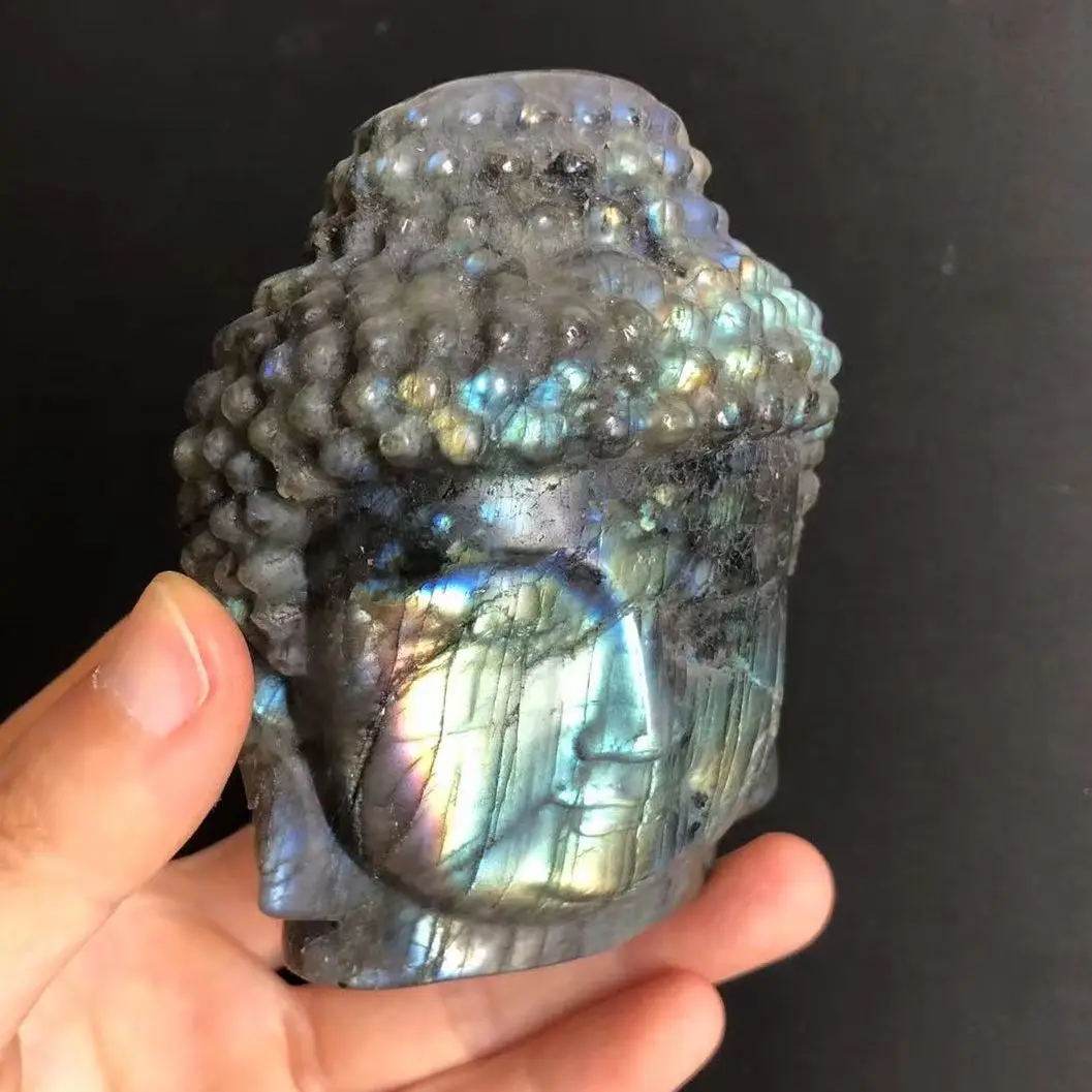 

Natural Crystal Labradorite Buddha Carving Decor Moonstone Polished Divination Healing Gift Reiki Feng Shui