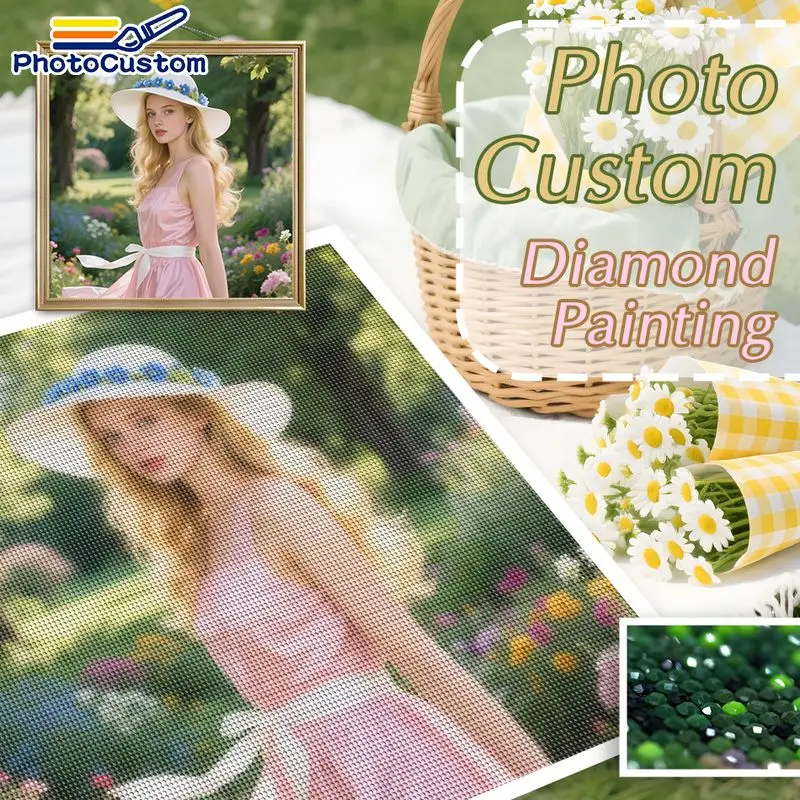 

PhotoCustom Diamond Painting Living Room Decoration 5d Diamond Art Landscape Family Photos Personalized Portrait Diamond Art For