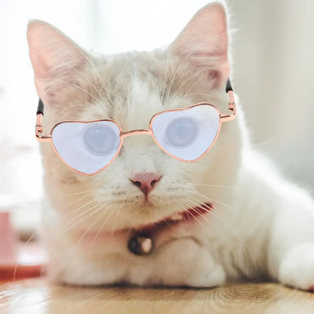 Retro Costume Party Cosplay Cats Small Dogs Dog Glasses Cat Glasses Heart Metal Sunglasses