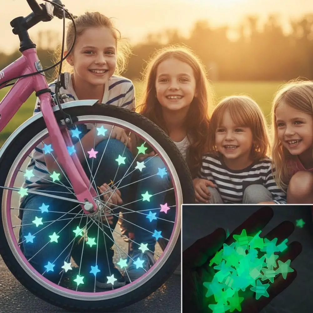 38pcs Bike Spoke Beads Glow in the Dark Kids Bicycle Wire Decoration Colorful Wheel Beads & Valve Caps Cycling Accessories view 2