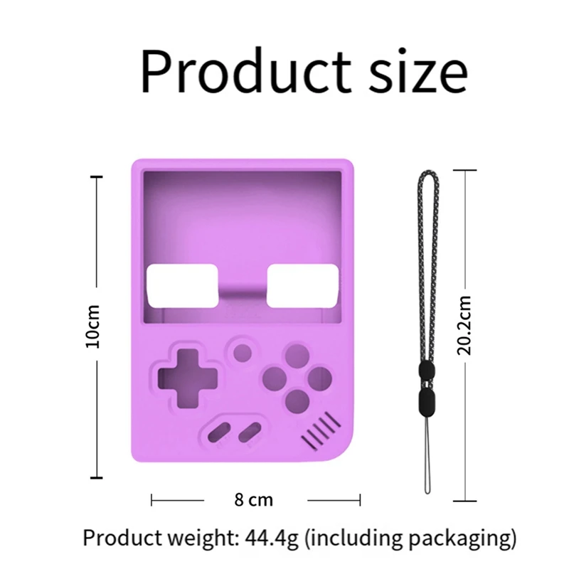 Soft Skin Case For MIYOO Mini Plus Game Console Silicone Protective Cover, With Anti-Slip And Lanyard Durable Black And Purple
