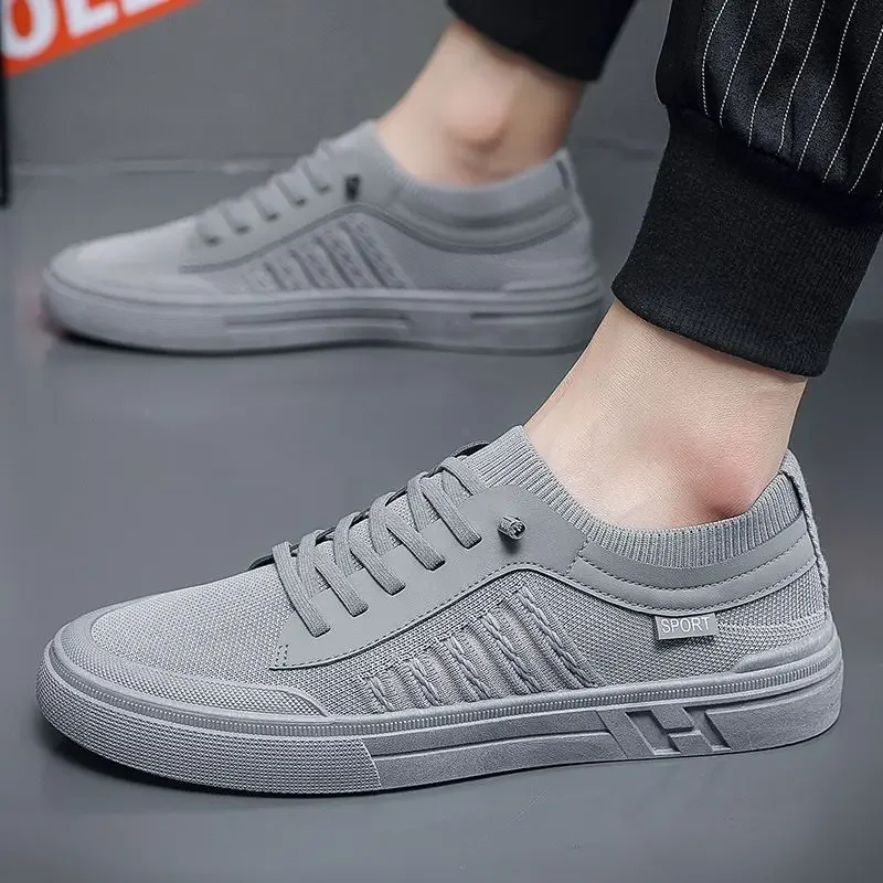 2024Men's Breathable Sneakers Summer Casual Loafers Lightweight Round Head Solid Colour Non-slip Flats Zapatillas Para Hombres