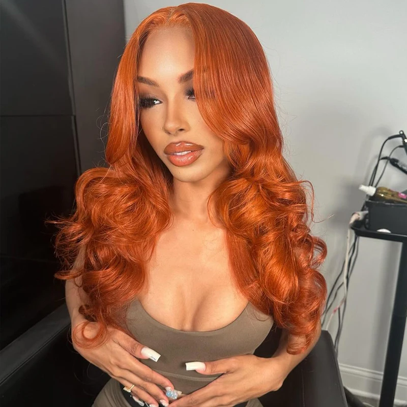 

Natural Black Synthetic Hair Bob Wig Brazilian Body Ocean Wave Short Bob 13x4 Lace Front Pre Plucked Wigs Ginger Orange Wig