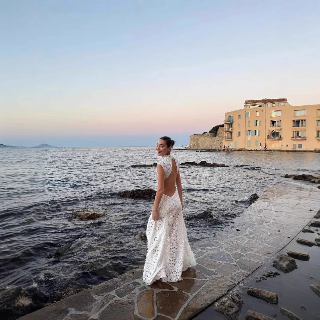 

Women's Dress Vacation Halter Neck Off-Shoulder Elegant Temperament Dress Can Be Worn As A Light Wedding Dress