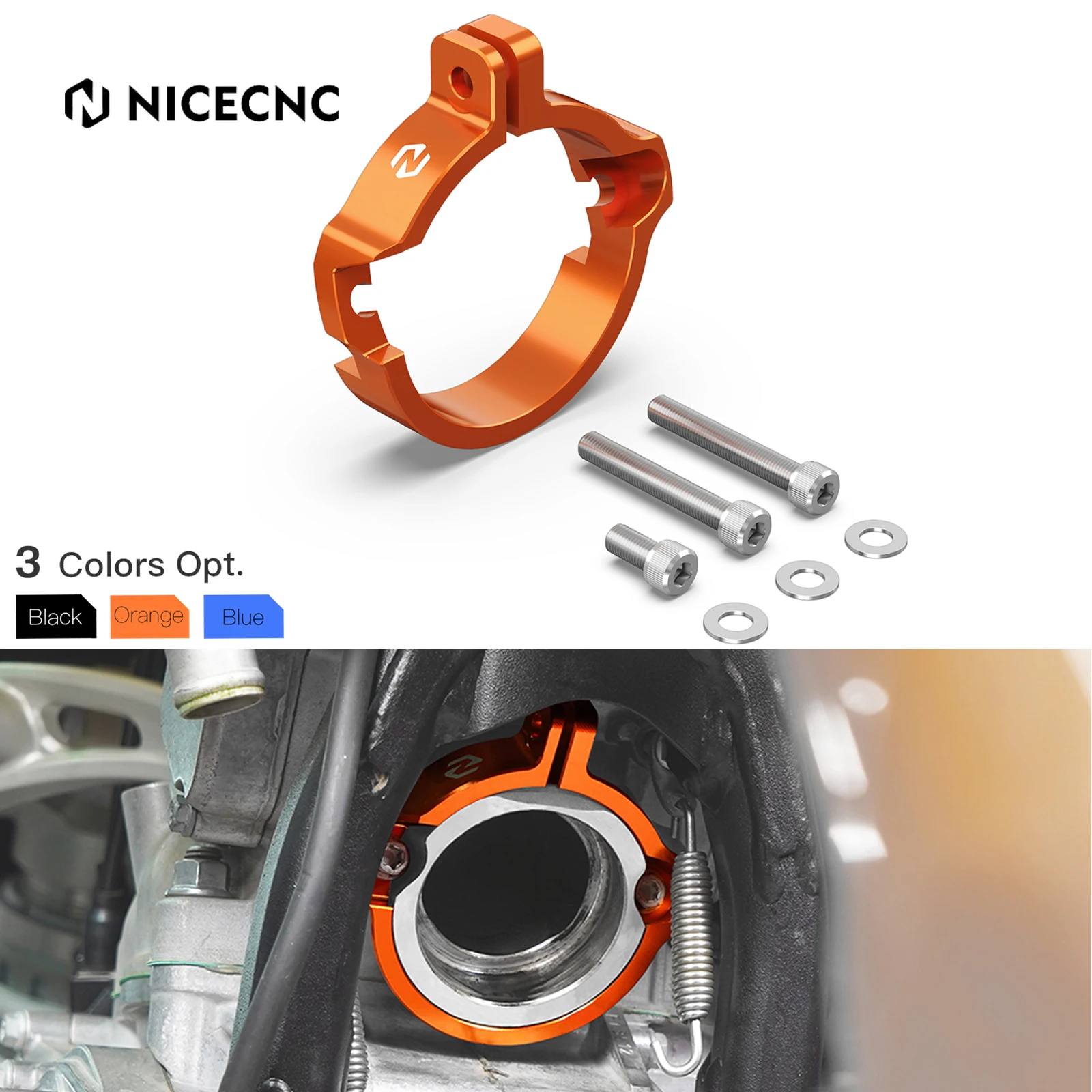 NiceCNC For KTM EXC 300 EXC250 XCW300 XCW250 2024 XC300 XC250 SX250 XC300 2023-2024 Exhaust Pipe Muffler Flange Clamp Guard