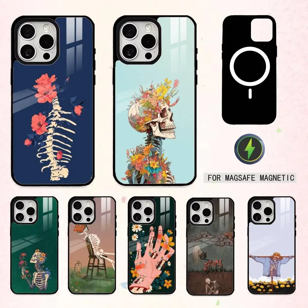 

TrendArt artistic skull Phone Case For iPhone17,16,15,14,13,12,11 Plus,Pro Max Magnetic For Magsafe Wireless Charging