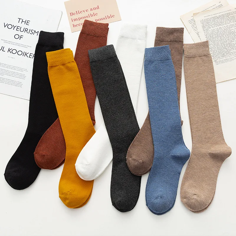 1-5 пар женских хлопковых гольфов черно-белые однотонные модные повседневные носки до середины икры женские вечерние сексуальные длинные носки для девочек
