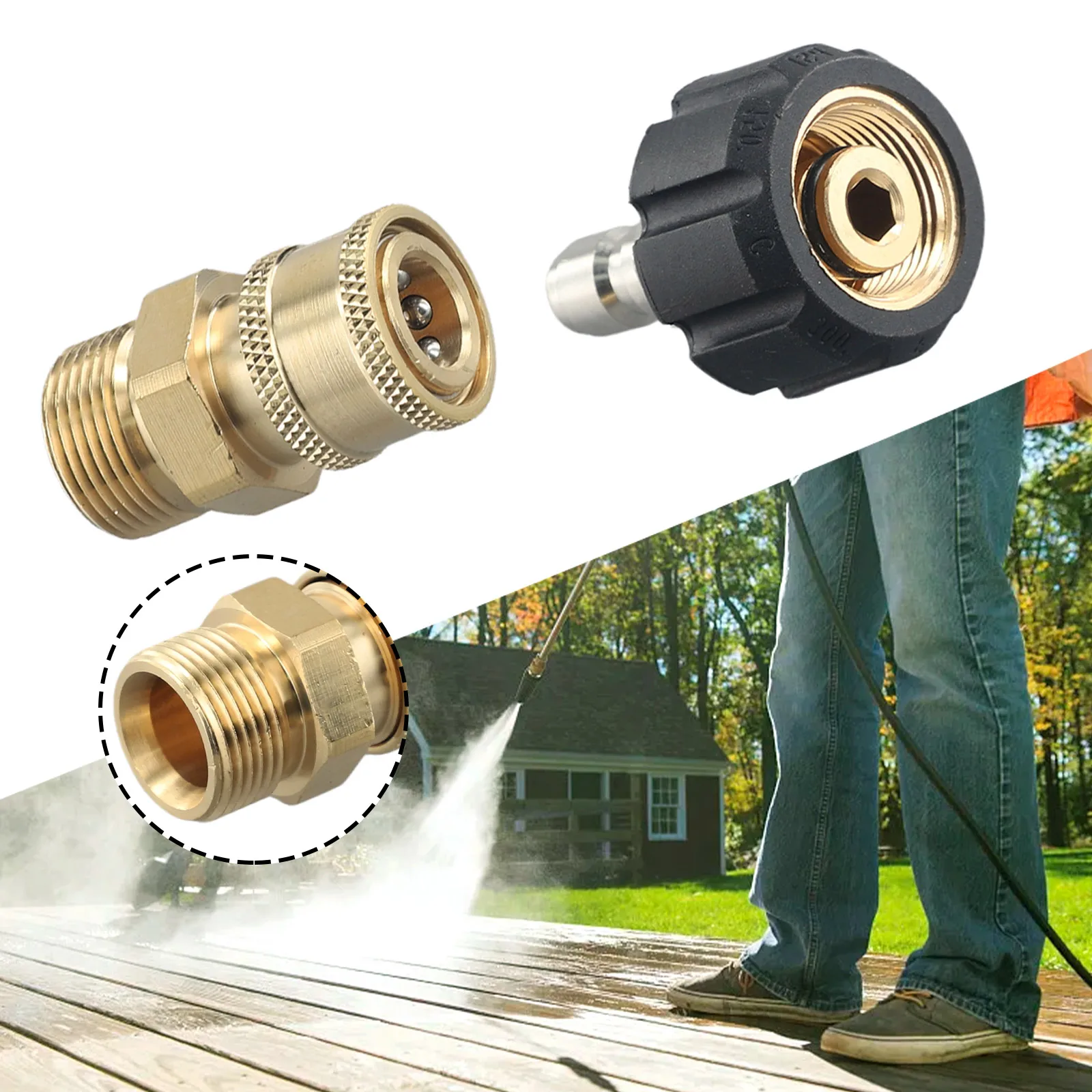 غسالة الضغط طقم محوّل M22 14 مللي متر إلى 1/4 بوصة مجموعة ملحقات التوصيل السريع (2X) المنزل لتقوم بها بنفسك حديقة معدات الطاقة استبدال الوصول #6
