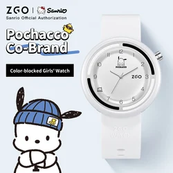 Zgo x Sanrio Pochacco Watch Female Student Luminous Waterproof Cute Simple Junior High School Student Exam Quartz Watch 2135