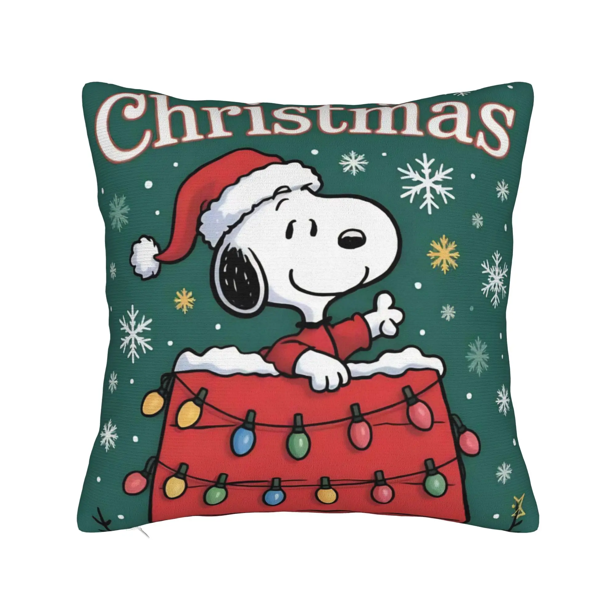 S-Snoopys Xmas  Merry Christmas Square Pillow Case  Cushion Covers Creative Zippered Decorative Pillowcover for Car 18