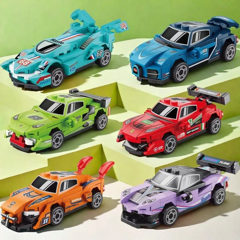 

6pcs Miniature Car Building Blocks, Small Particle speed pull back Car Model Educational Toys For Kids Boys christmas Gifts