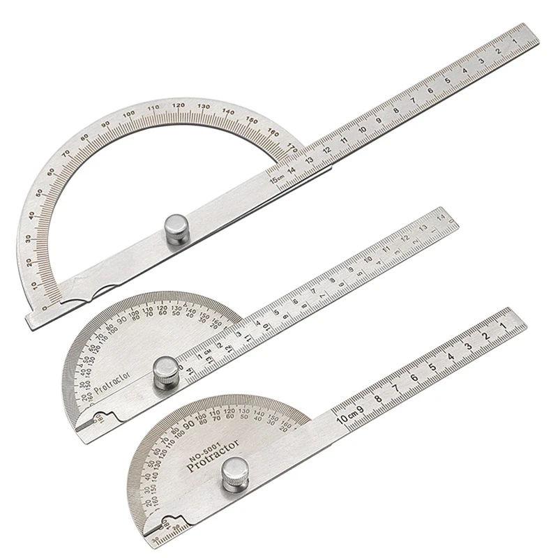 1PC Protractor Angle Ruler  Stainless Steel Goniometer Dividing Gauge Angle Ruler 180 Degree Semi Circular Carpenter 10/14/15cm