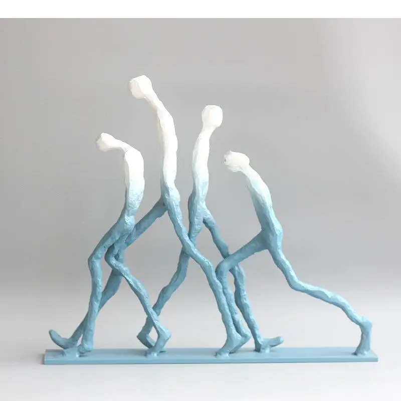 Blue and White Walker Character Abstract Crafts Statue Modern Home Decor Figures Metal Sculpture Desk Decoration Ornaments