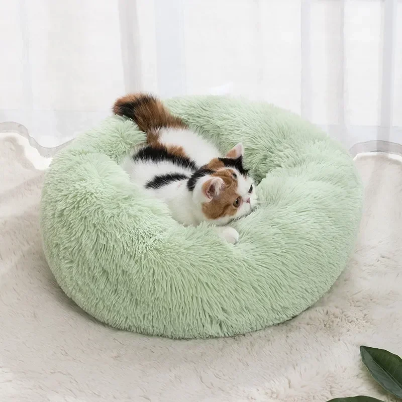 Cat Nest Round Soft Shaggy Mat Indoor Dog Cat Bed Pet Supplies Removable Machine Washable Pillow Bed for Small Pets House New