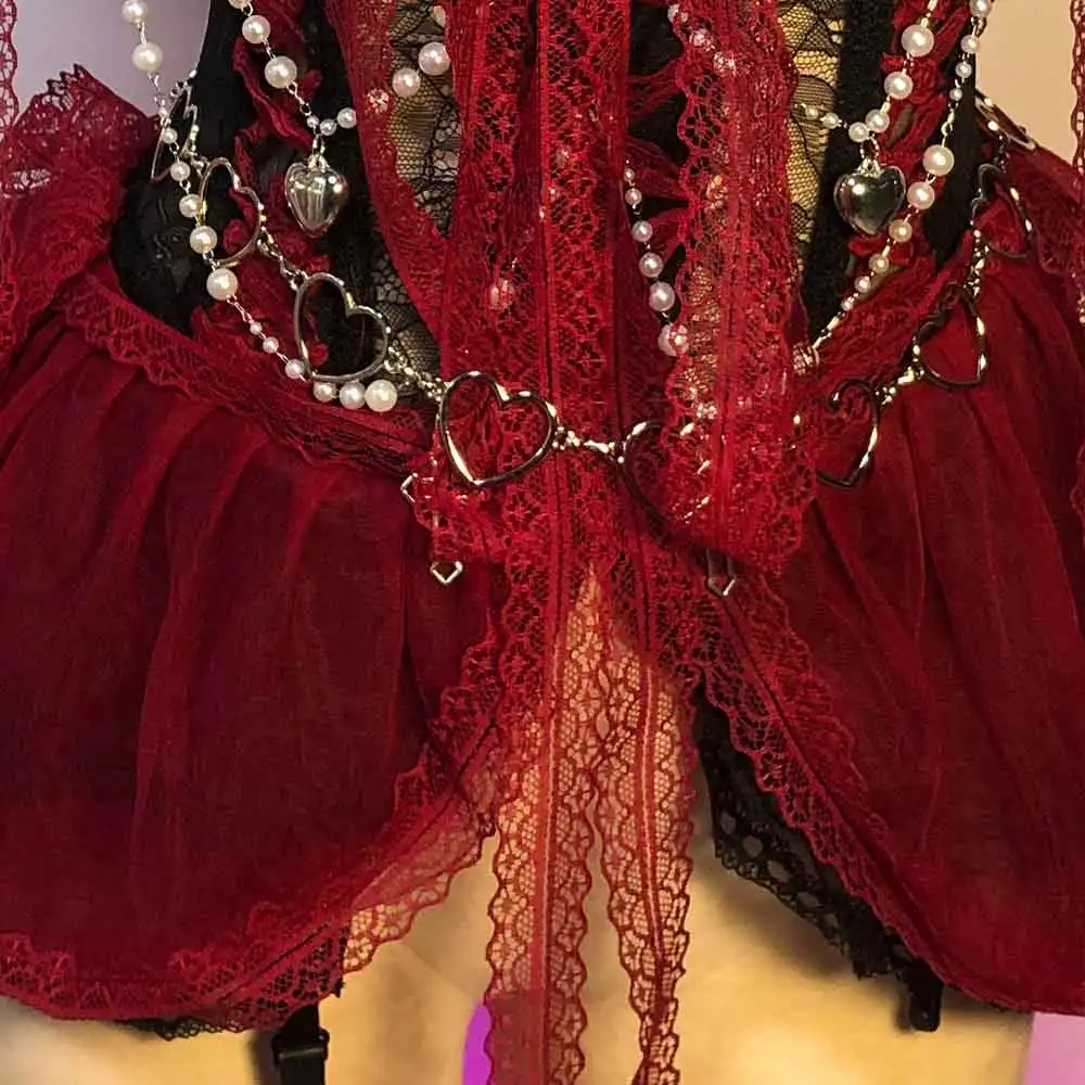 Tops de Renda DIY Punk Rock Emo Harajuku, Vestido Gótico Kawaii, Eco 90s, Feito à Mão, E-Girls Grunge Goth