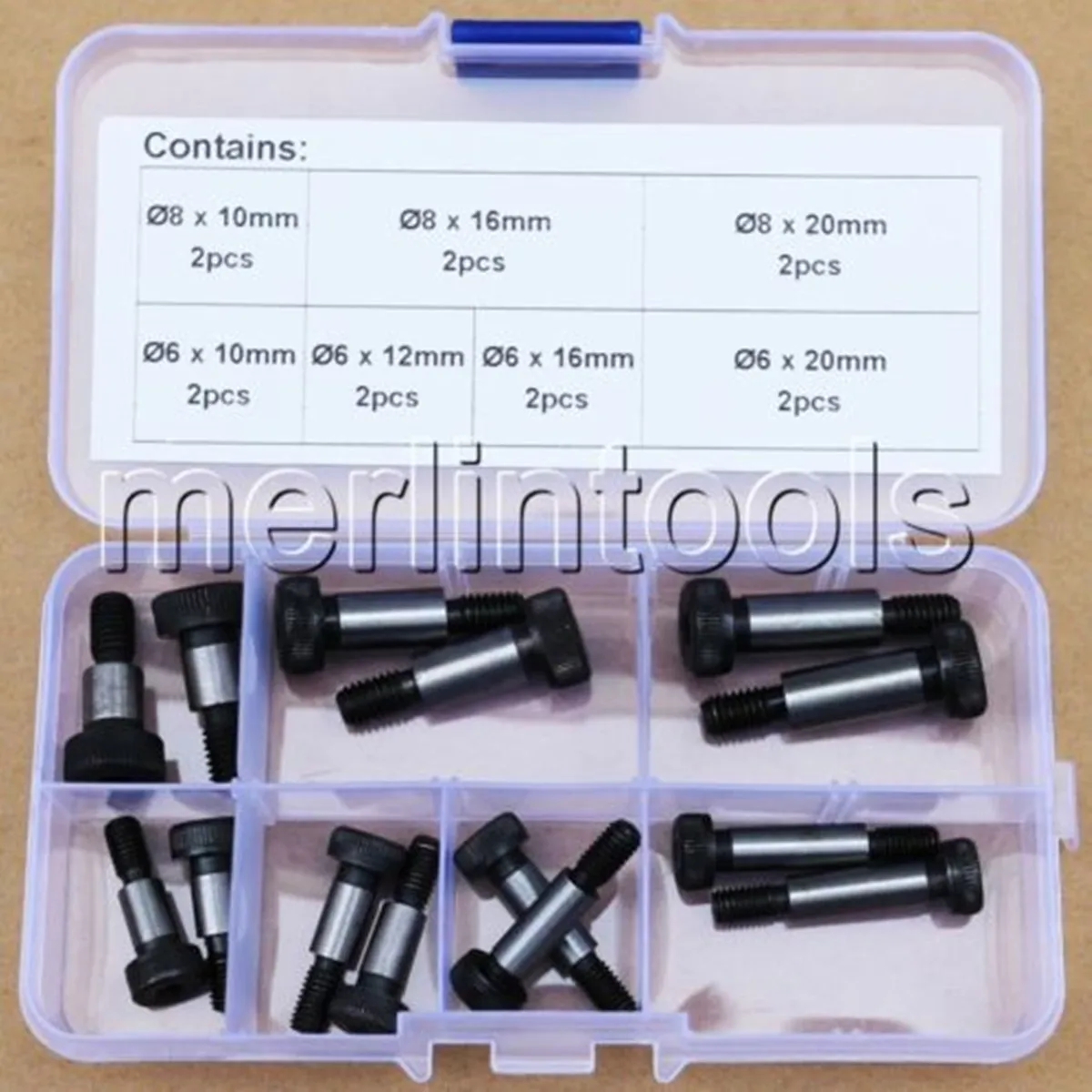 14Pcs 7 kinds Hexagon Socket Head Shoulder Screw Bolts 6mm 8mm Assortment Kit