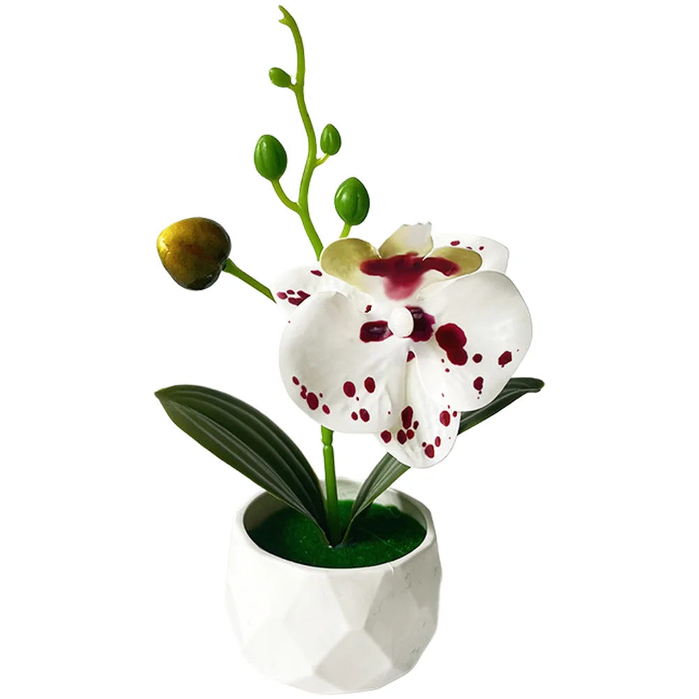 6.69in 17cm Artificial Phalaenopsis Orchid in Diamond Pot for Modern For Home Office Decor Nordic Style Realistic Design