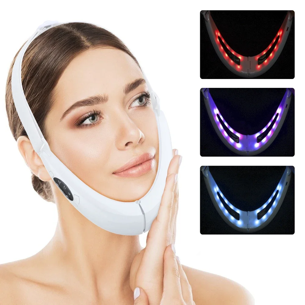 EMS Double Chin V Shape Lift Belt Facial Lifting Massager 5 Modes Face Slimming Vibration Face Lift Tighten Device Skin Care