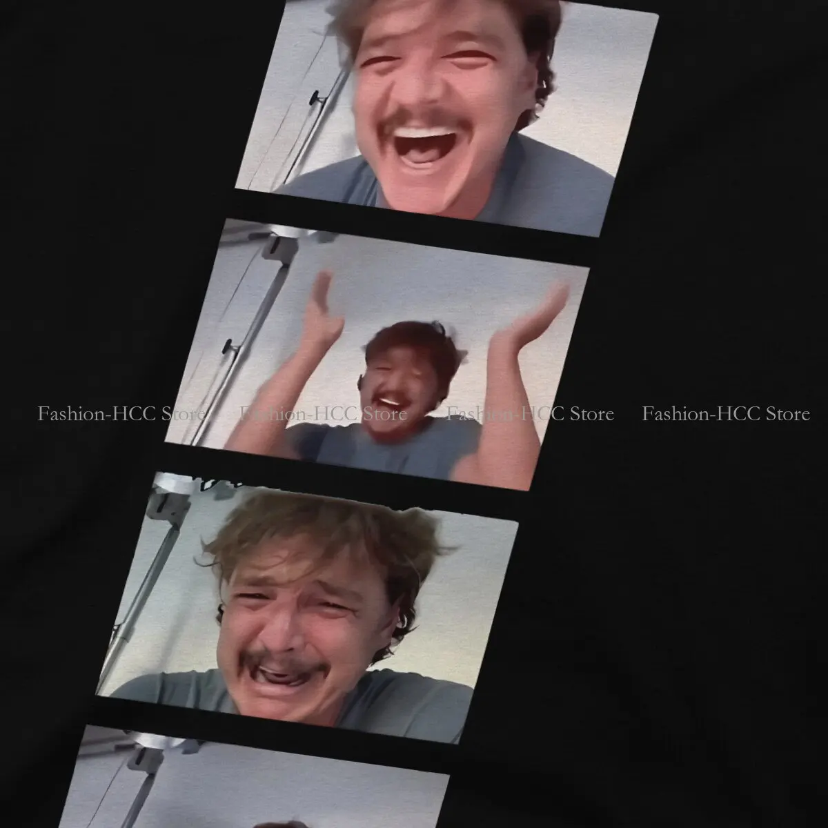 Pedro Pascal American Actors TShirt for Men Laughing Crying Meme Classic Basic Summer Sweatshirts T Shirt Novelty Trendy