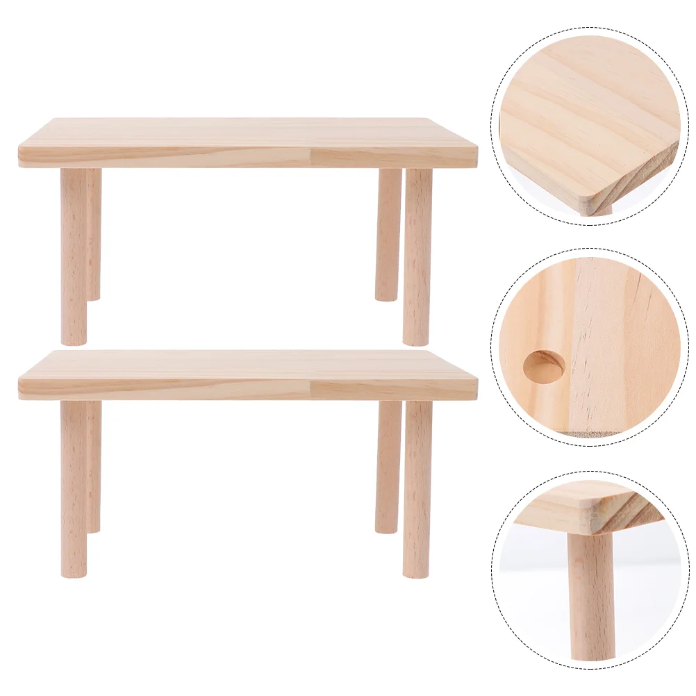 

2 Pcs Hamster Platform Playing Decor Toys Water Tank Training Wooden Anti-biting Cage Landscape Stands