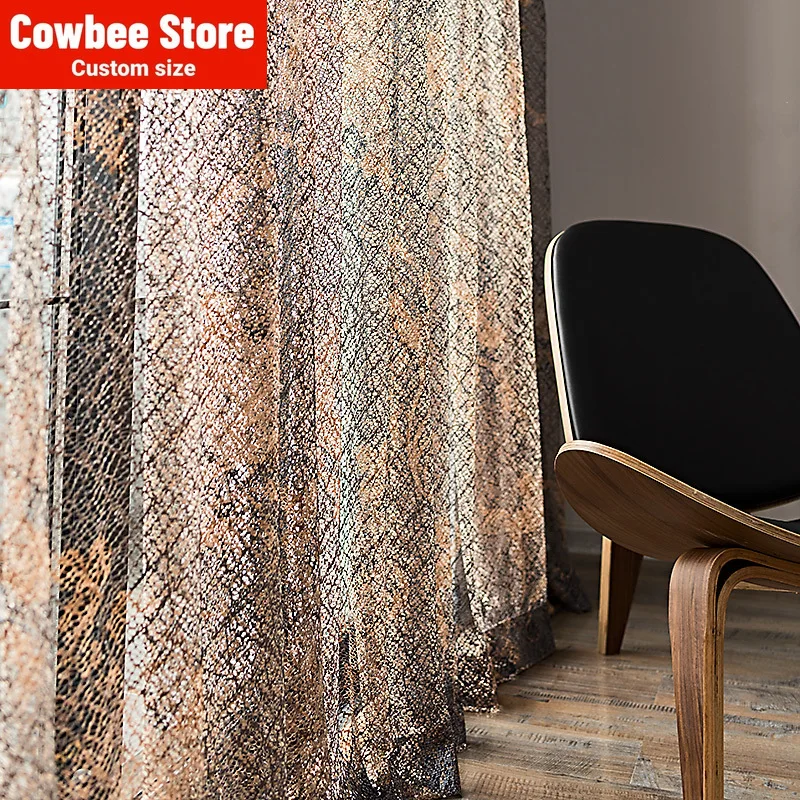 

Simple Hollow Modern Light-transmitting and Opaque Gauze Shade Curtains for Living Dining Room Bedroom