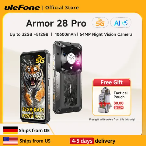 【Ships from US 】Ulefone Armor 28 Pro 5G AI Rugged Phone 512GB ROM Smartphone 120W 10600mAh 6.67”AMOLED 64MP Mobile phone