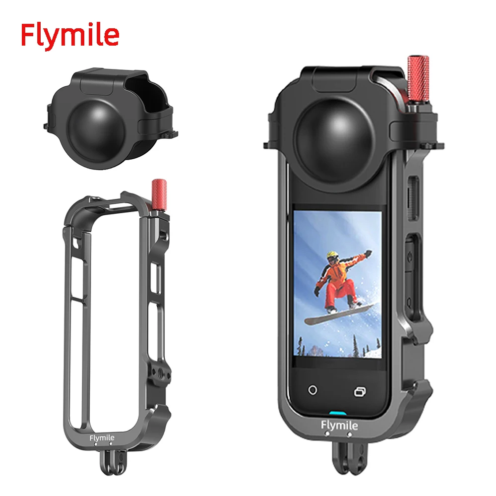 

Flymile Protective Frame Cage for Insta360 X4 Action Camera Accessories with Cold Shoe 1/4 Screw Hole Quick Release Housing Cage