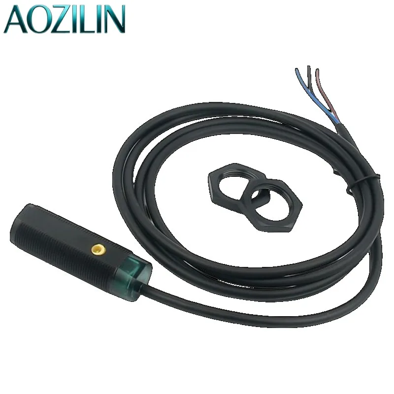 AOZILIN 10PCS 3 Wire M18 Infrared Diffuse Reflection Photoelectric Sensor DC24V NPN PNP NO NC Industrial Optical Switch