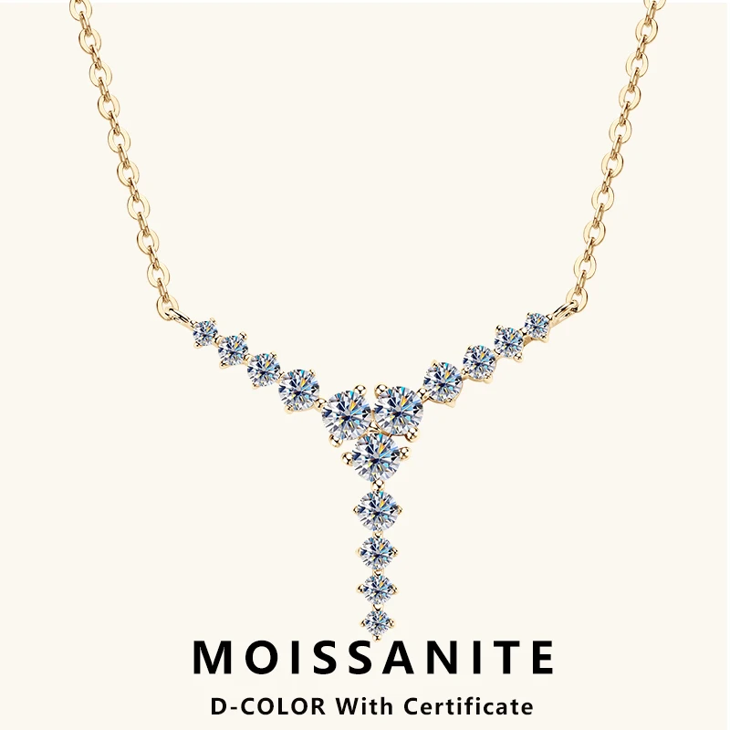 

Lnngy Sparkling Moissanite Necklace 925 Sterling Silver Sexy Y-Shaped Pendant Necklaces for Women Girls Party Jewelry Gifts