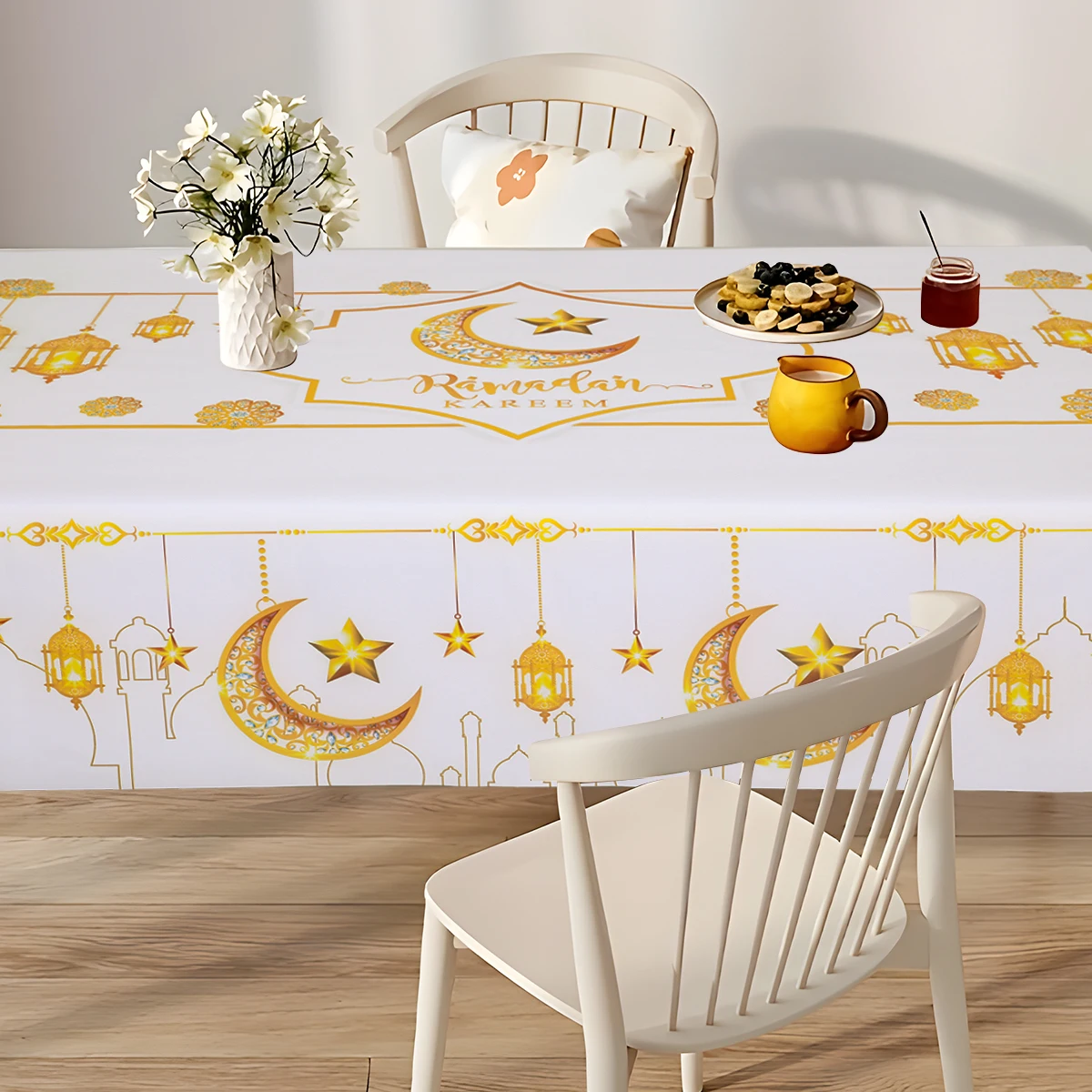 2024 Eid Mubarak Tablecloth Ramadan Decoration Islamic Muslim Party Decor Table Ramadan Party Supplies Eid Al Adha Gift Islam